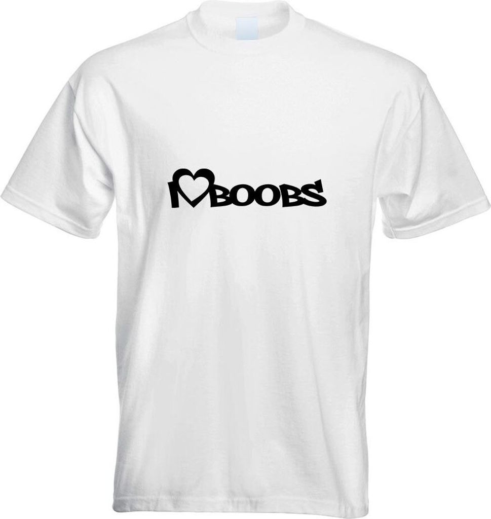 Kiwistar - T-Shirt - Weiss - I Love Boobs Motiv Bedruckt Funshirt Design Print - mit Motiv Bedruckt - Funshirt Design - Sport - Freizeit - Herren - S
