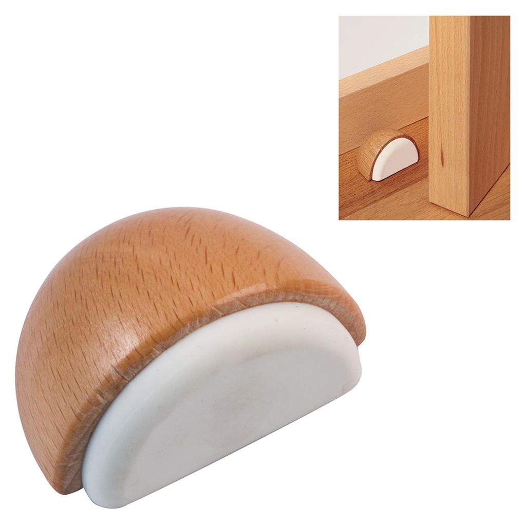 Bodentürstopper – Selbstklebend & dekorativ – Schützt Wände & Möbel – Ø 45 x 25 mm – Halbkreisförmiges Design – Holz- & Gummi-Optik...