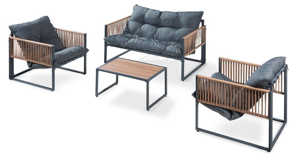 Loungeset 'Karg' 4-tlg. mit Couchtisch Gartenbank und 2 Produktbild 