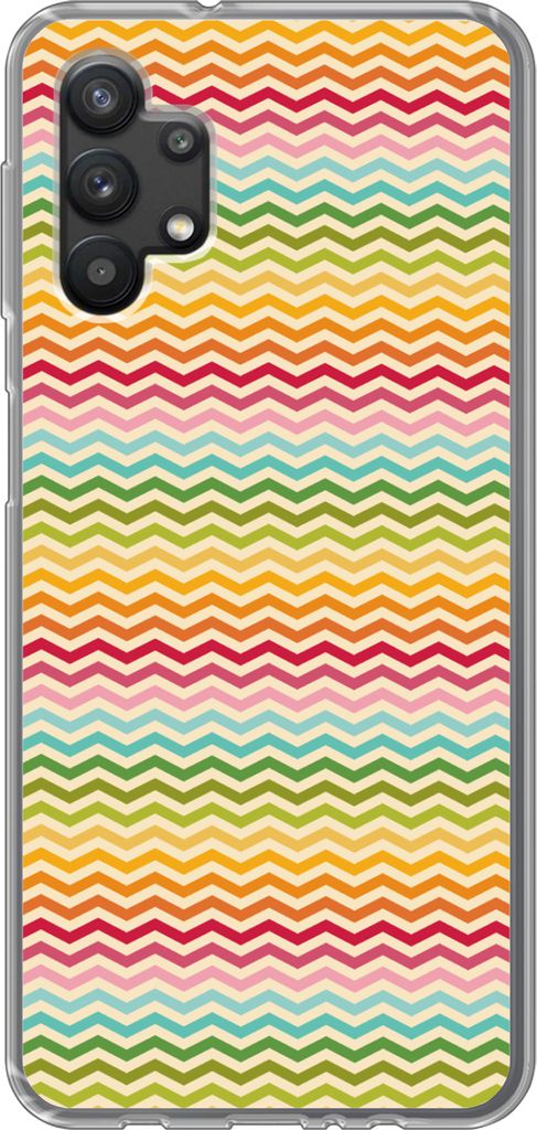 MuchoWow Handyhülle Schutzhülle Hülle für Telefoonhoesje Samsung Galaxy A32 5G Muster - Regenbogen - Retro Silikon Softcase Handy Hülle - So...