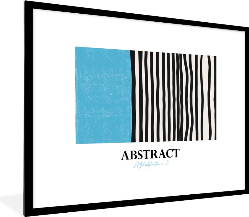 MuchoWow Gerahmtes Poster Blau - Schwarz - Weiß - Design 80x60 cm - Poster mit Schwarzem Bilderrahmen Wandposter Rahmen Foto Bilder - Schlafzimm...