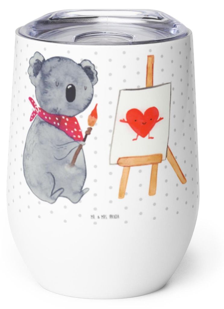 Mr. & Mrs. Panda Thermo Becher Koala Künstler - Weiß - Geschenk, Thermobecher, Edelstahlbecher, kaffee tasse, Isolierbecher, Gefühle, Liebe, the...