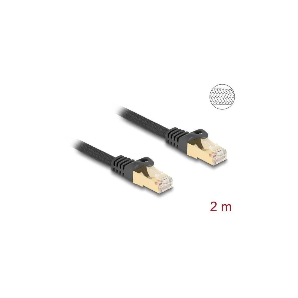 Delock Câble Réseau RJ45 Cat.6A S/FTP Noir 2m - Haute Performance 10Gbps - 3