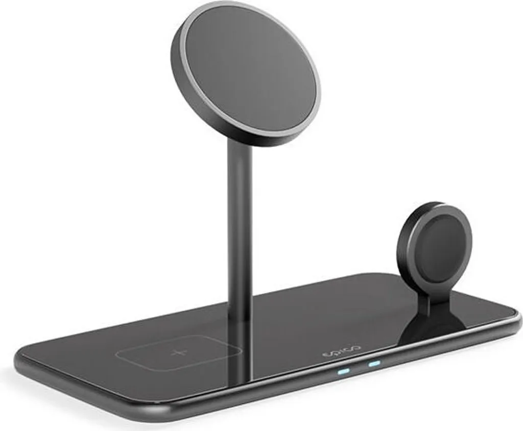 Support de charge verre Epico Mag+ MagSafe noir pour iPhone et AirPods