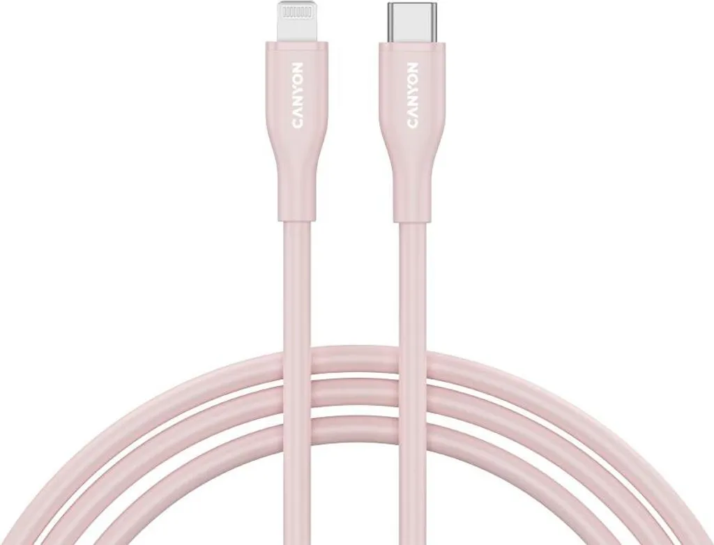 Câble USB-C Lightning MFi Anti-nœuds en Silicone Rose 60W 1m Canyon
