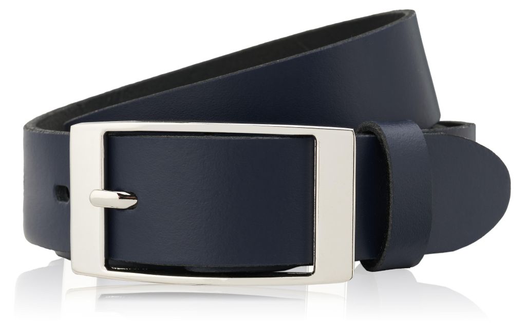 Damen Ledergürtel 110 cm navy blau Paolo Peruzzi Damengürtel mit Schnalle PG-02-DBS-110