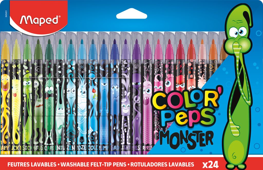 A retail package of Maped Color'Peps Monster felt-tip pens.