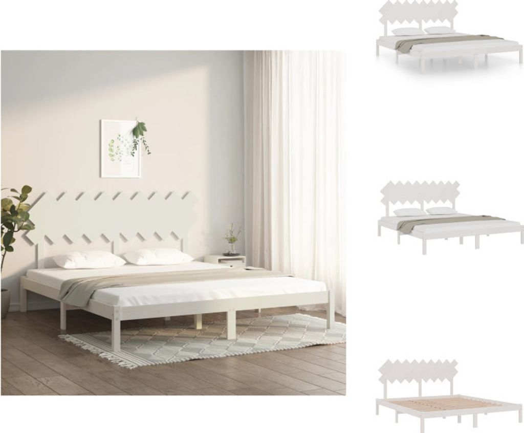 vidaXL Massivholzbett Weiß 180x200 cm - Betten & Bettgestelle