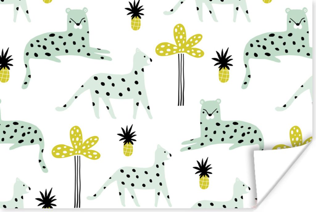 MuchoWow Poster Panther - Baum - Frucht - Pastell 120x80 cm - Bilder