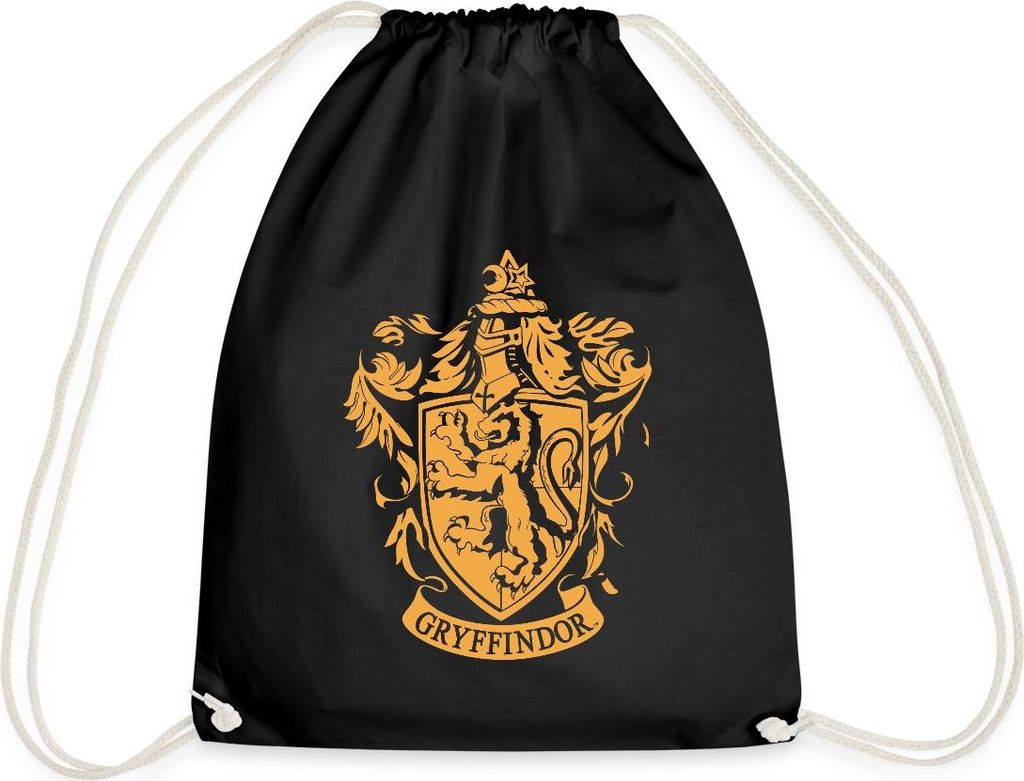 Spreadshirt Harry Potter Haus Gryffindor Wappen Logo Turnbeutel, One size, Schwarz