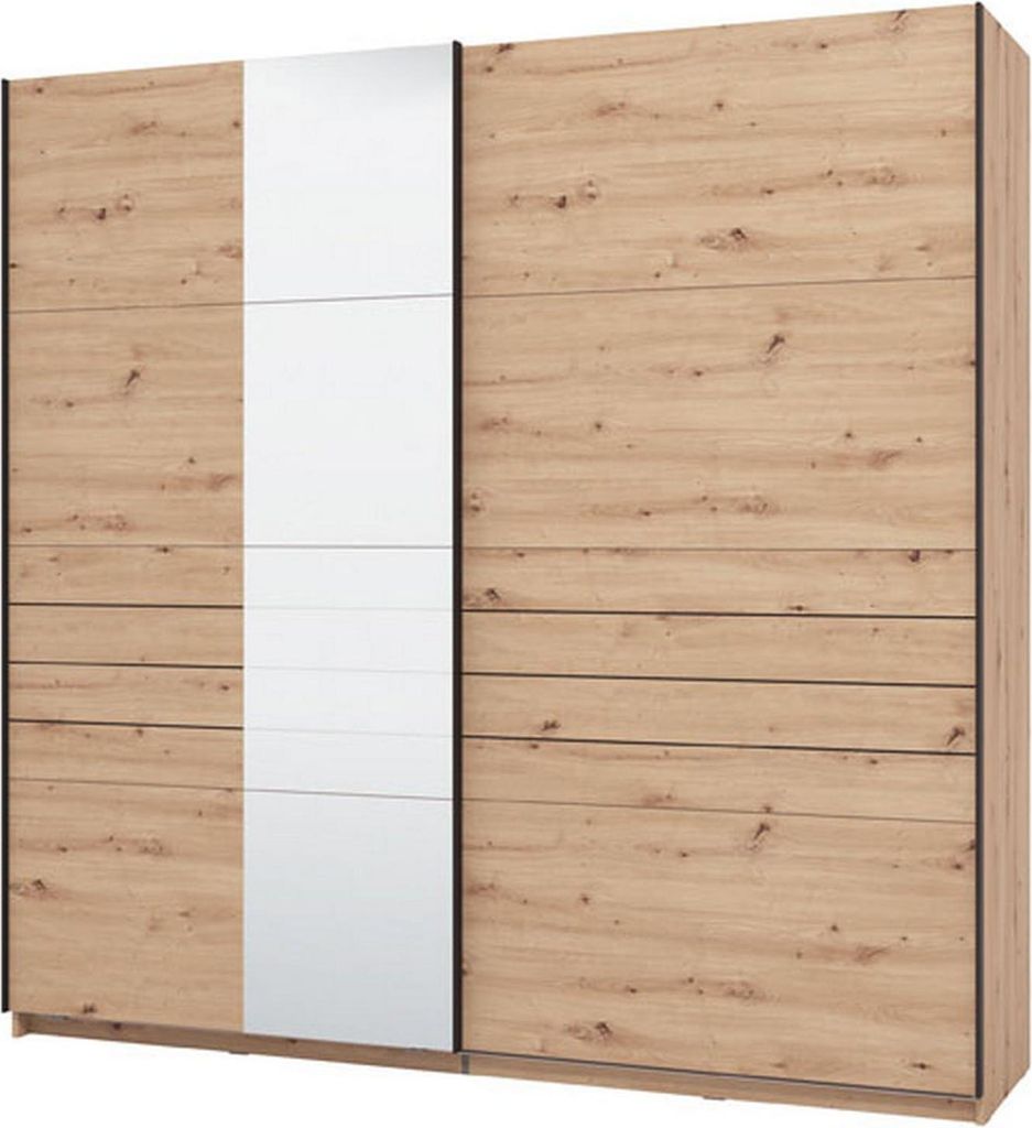 Dmora Großer Schrank Traditionell 220x218h cm Braun Eiche Ast, Kleiderstange 2 Regalböden