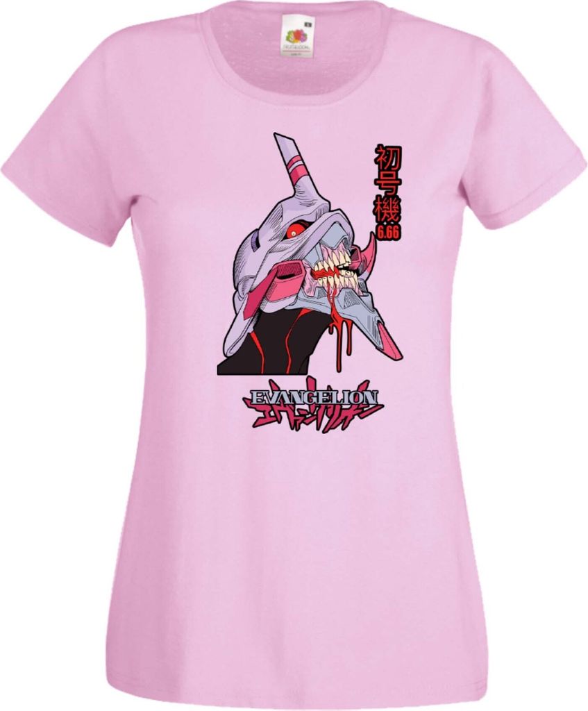 Damen T-Shirt Neon Anime Genesis Manga Evangelion Eva Unit 03 Mech Var-037 Eva Unit Mech, Lady XL / Hellrosa