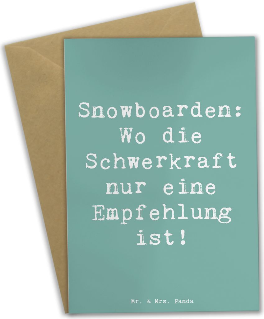 Mr. & Mrs. Panda Glückwunschkarte Snowboarden Freiheit - Meeresbrise - Geschenk, Berge, Grußkarten, Sportler Geschenke, weihnachtskarten, osterka...