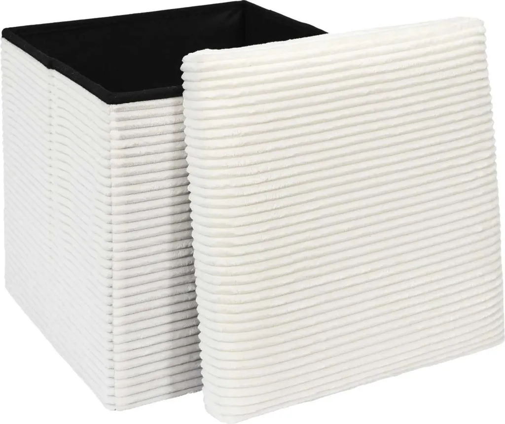 Petit Siège d'Appoint et Repose-pieds Carré Crème 38cm HowHomely