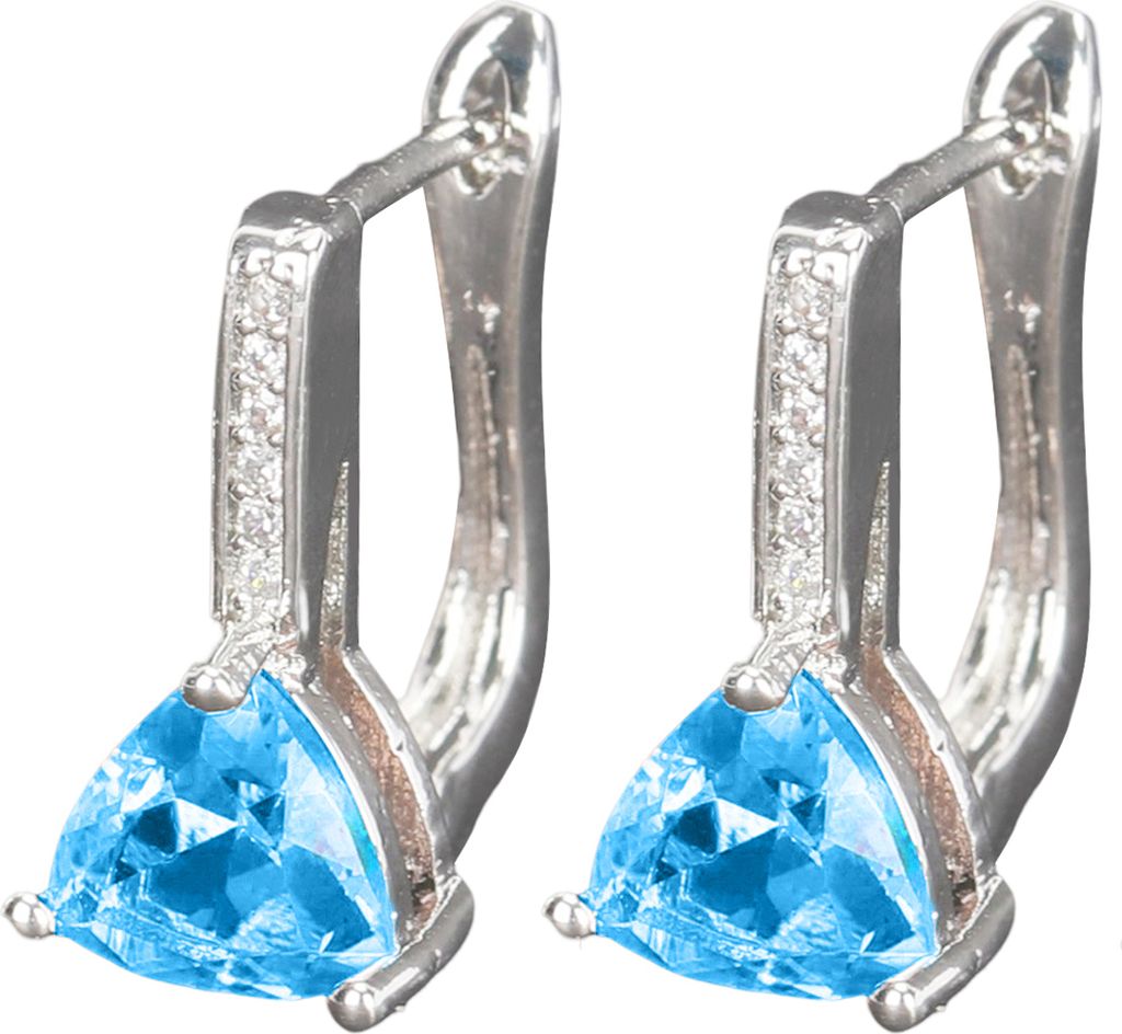 Elegante Damen-Ohrringe mit künstlichem Saphir-Strass und eingelegten Tropfen-Huggie-Ohrringen-Hellblau