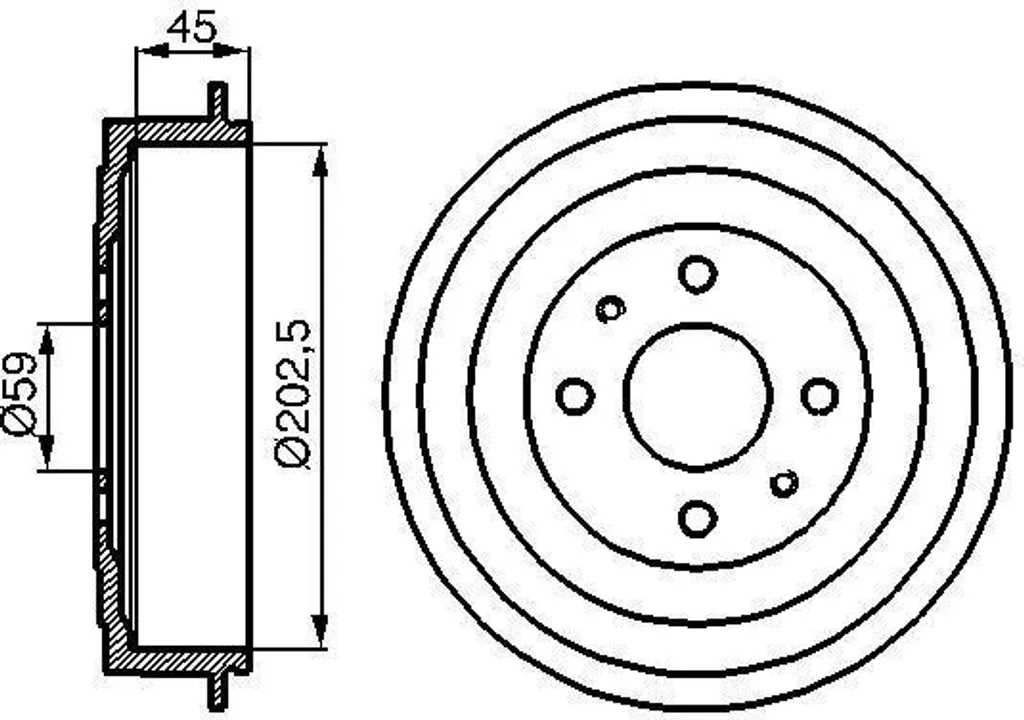 Tambour de frein arrière pour Fiat Bravo, Brava et Idea - Référence Bosch