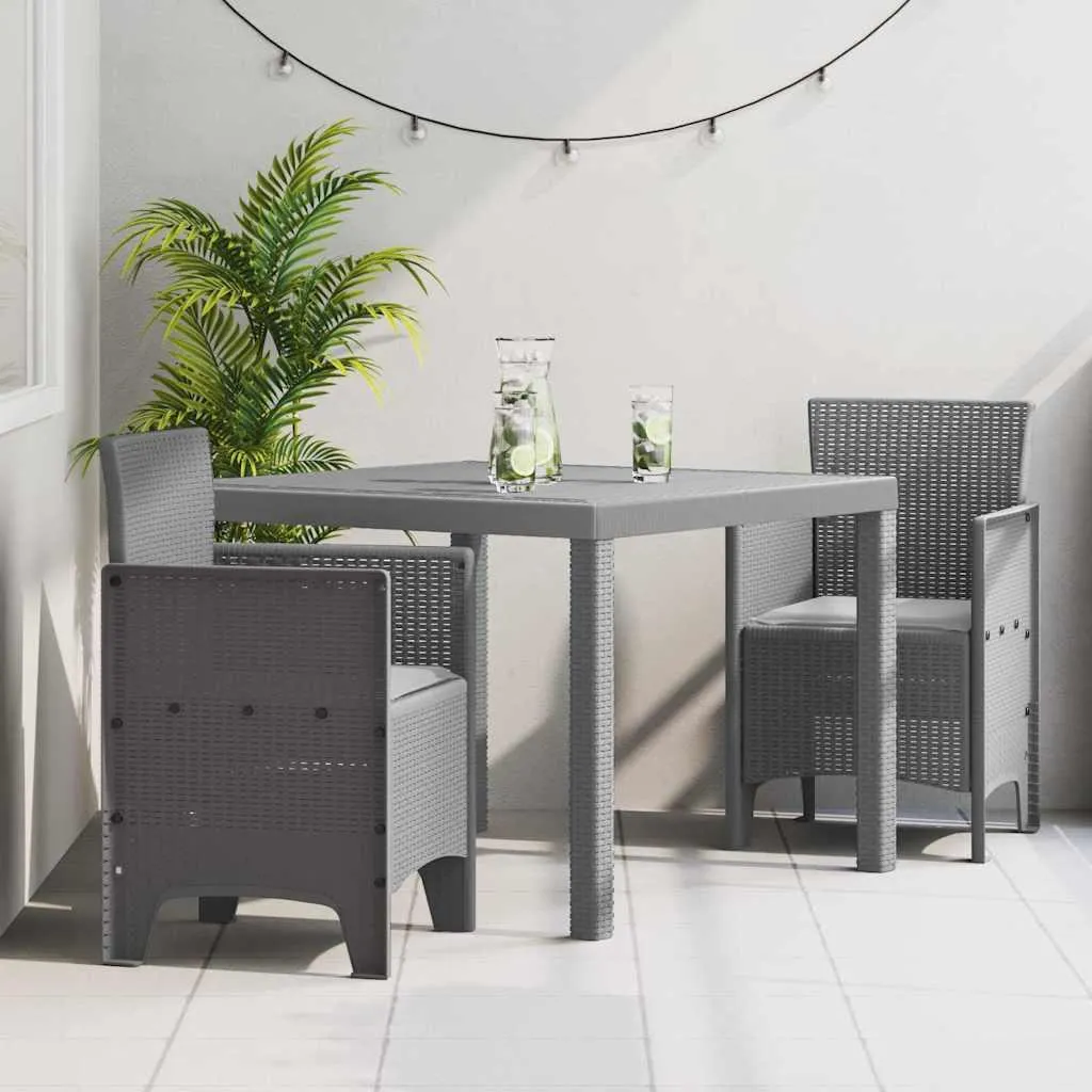 vidaXL Set da pranzo da giardino 3 pezzi Grigio chiaro Polt Rattan - 2