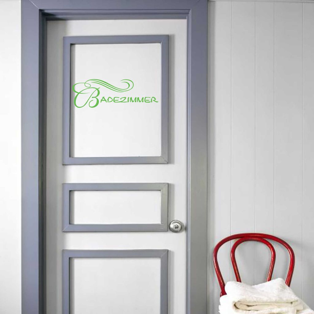 Wandtattoo - Wandaufkleber - Tür- Wandtattoo Badezimmer - 60cm x 20cm lindgrün - Dekoration Küche Wohnzimmer Wand