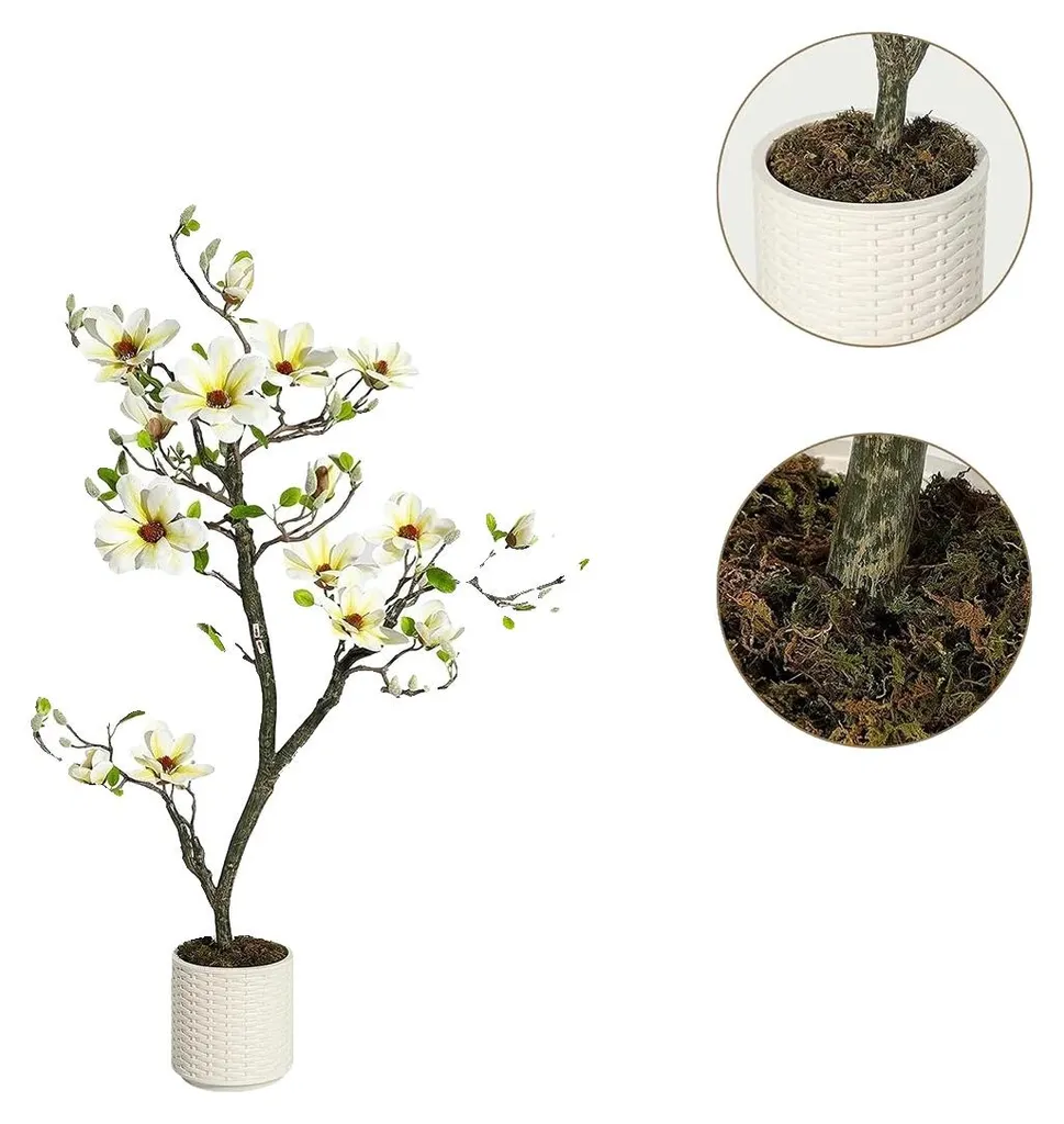 Magnolia artificiel haut de gamme 120 cm sans entretien et design chic