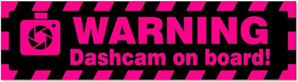 Kiwistar - Autoaufkleber - Pink - Schwarz - 20 x 5,3 cm - Dashcam on Board Warning gestreift - Hinweis Aufkleber Sticker für Auto, Kfz, Fahrrad, P...