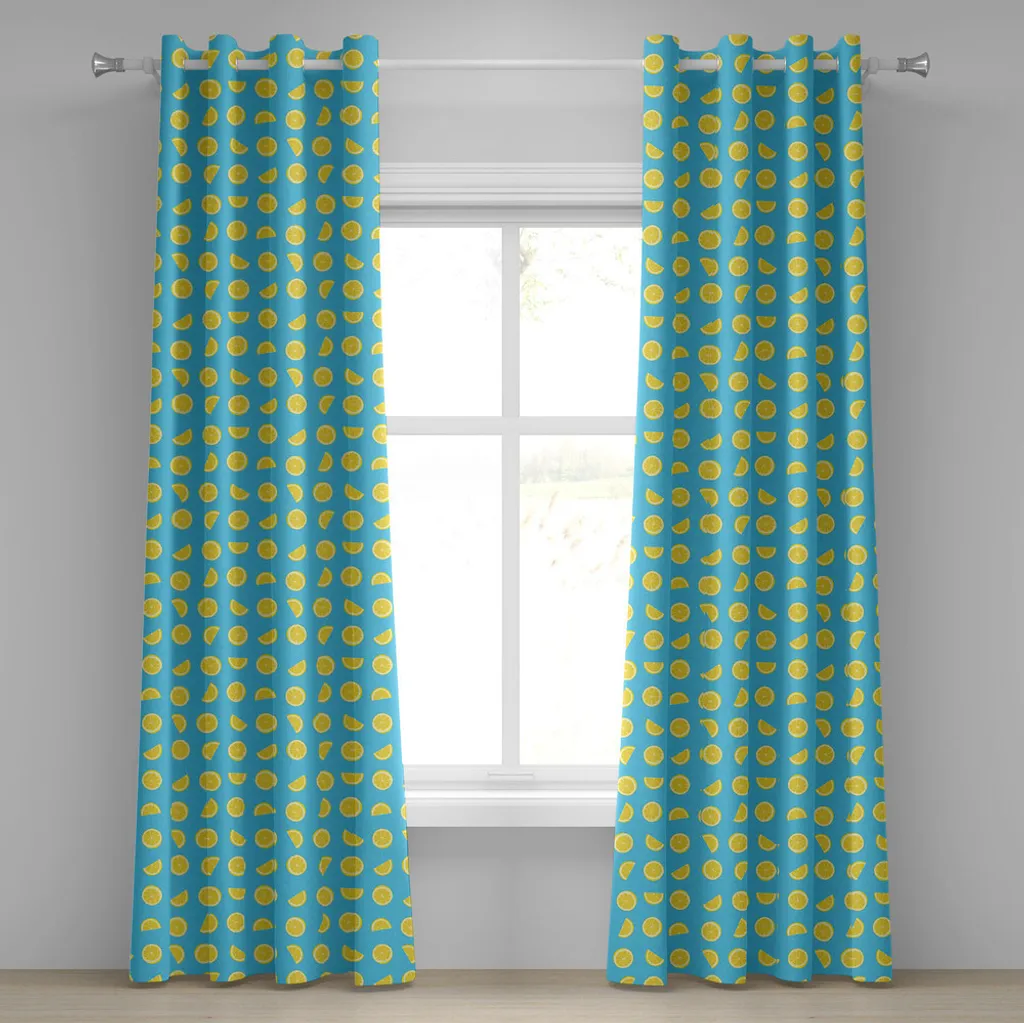 Rideau soleil exotique en tissu occultant léger à motif citron 280x175