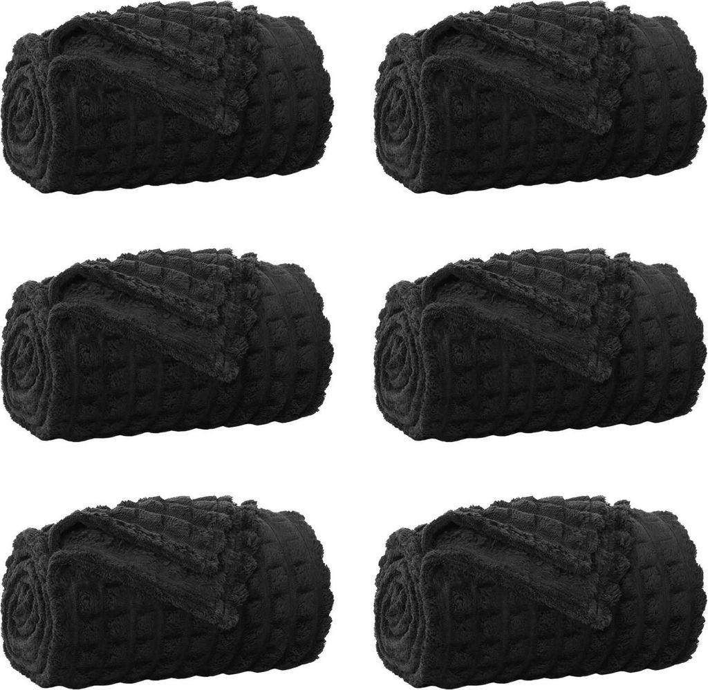 vidaXL Wohndecken 6 pcs Schwarz 270 x 240 cm Fleece