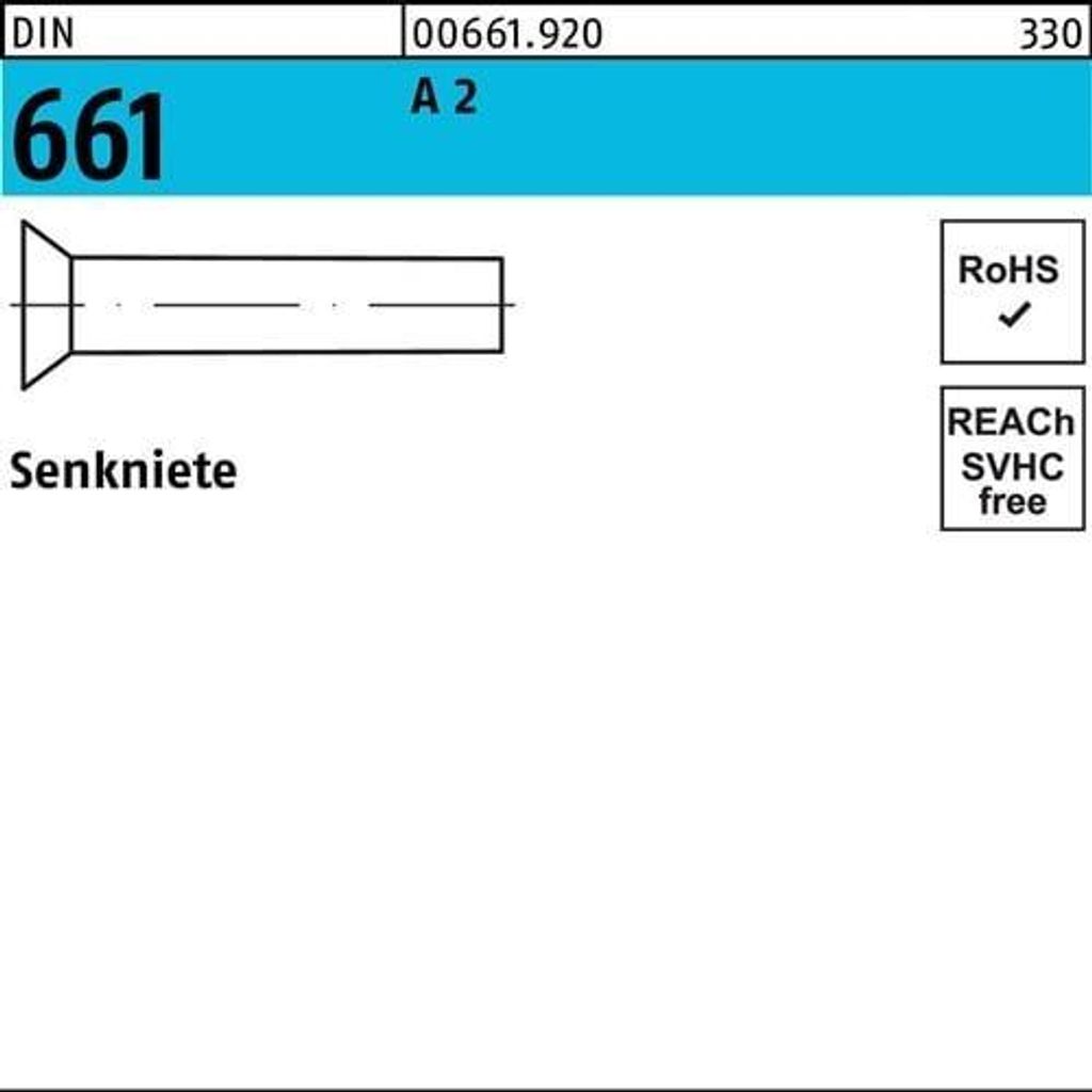 Reyher Senkniete DIN 661 A 2 3 x 20 A 2 (200 Stück)