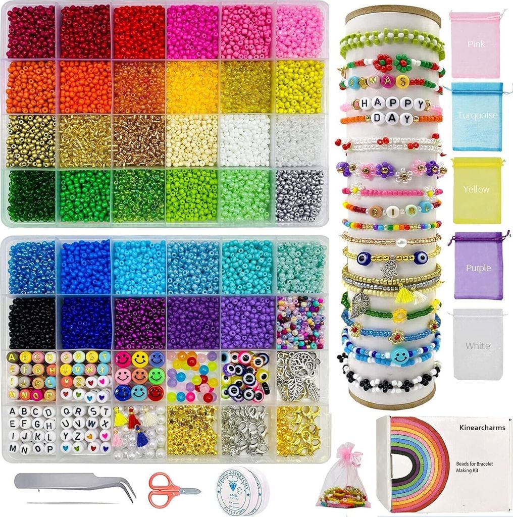 Schmuckset Bastelperlen Armband Perlen Set 3mm Glasperlen Produktbild 