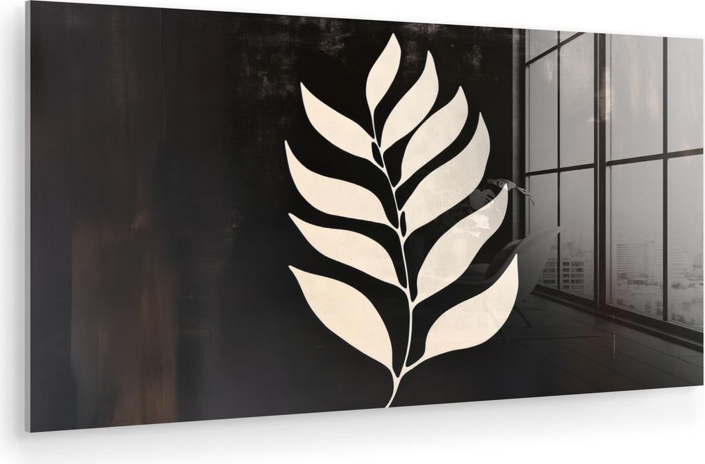 MuchoWow Glasbilder - Bilder auf Wandbild - Foto auf Glas Klinge - Weiß - Minimalistisch 80x40 cm Wanddekoration aus Glas - Acrylglasbild - Acrylb...