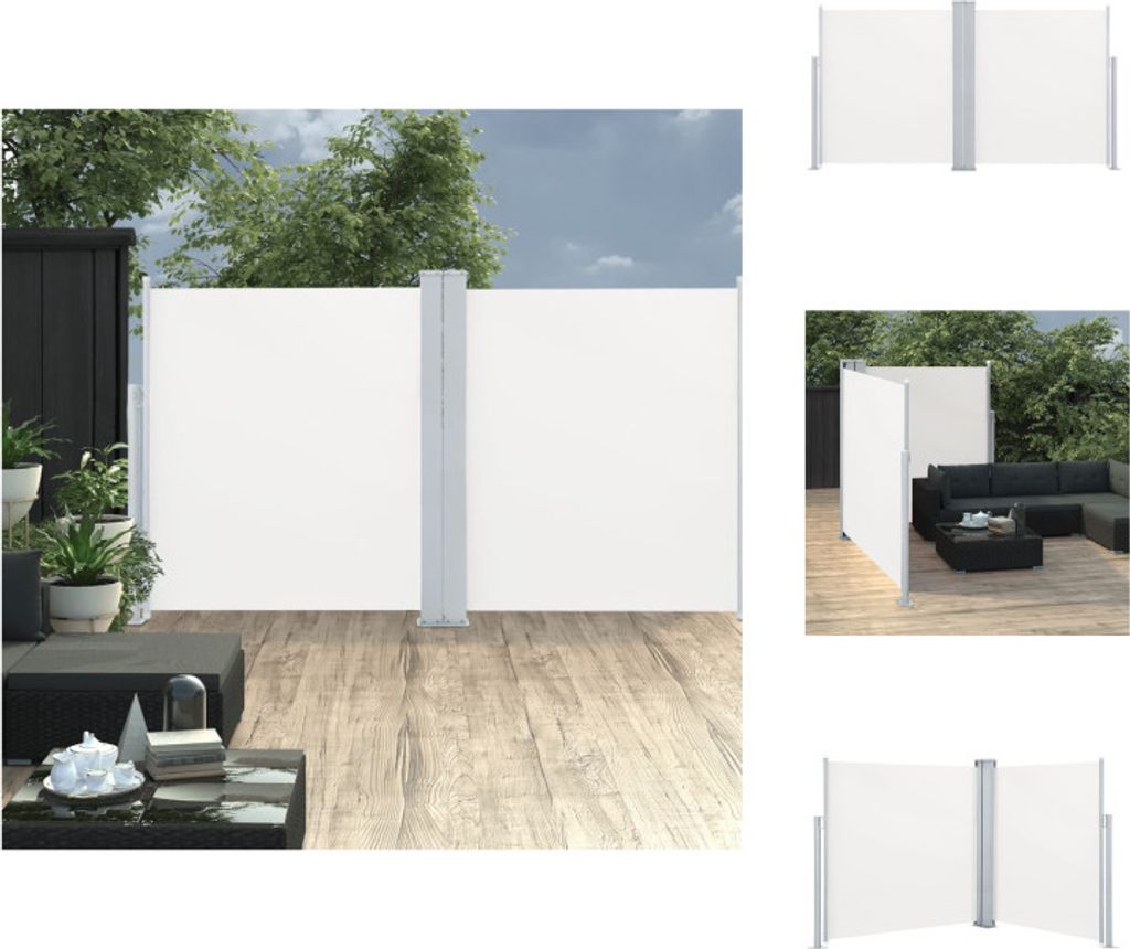 vidaXL Ausziehbare Seitenmarkise Doppelt 170 x 600 cm Creme - Sonnenschirme & Sonnenschutze