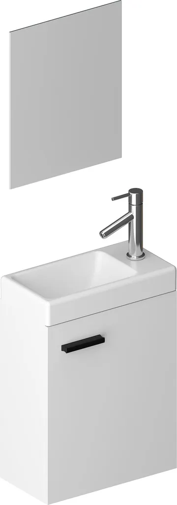Ensemble Lave-Mains Blanc 41cm avec Miroir et Vasque Gain de Place Smally