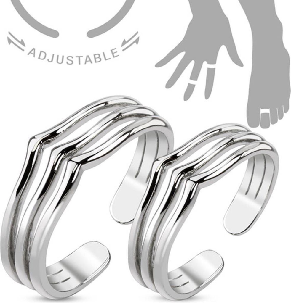 2 Midi Ringe / Knöchel-Ring / Zehenring verstellbar