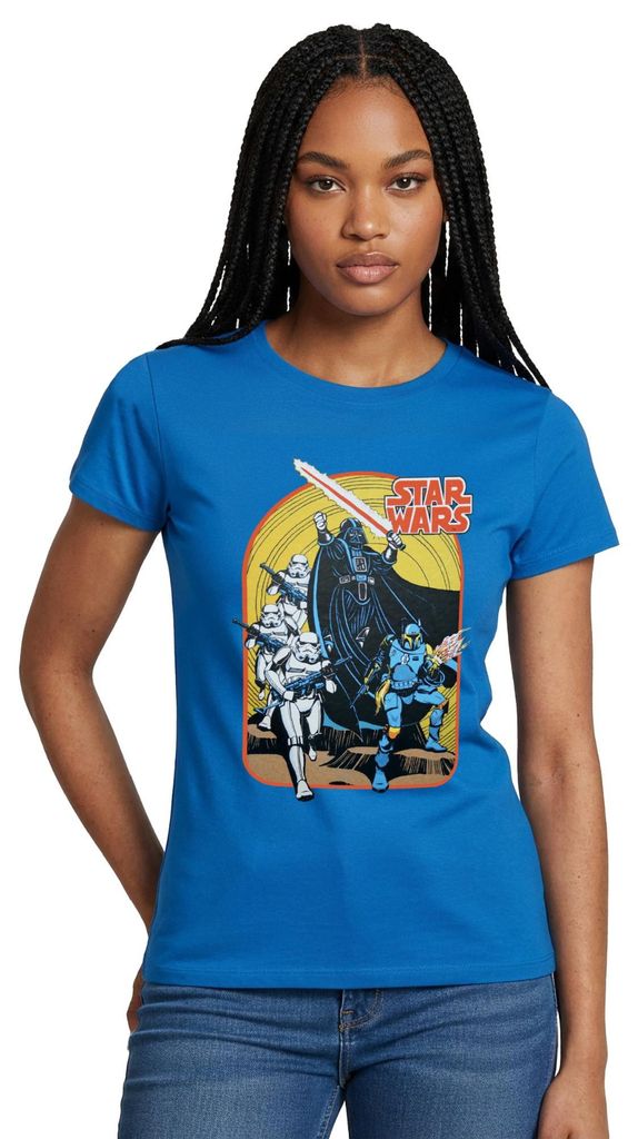 Star Wars Retro Darth Vader Und Stormtrooper Frauen T-Shirt, S, Royalblau