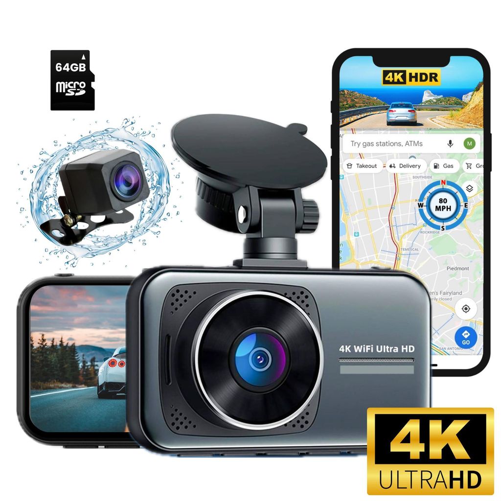 Camigoo D1 Pro – Dashcam Auto Vorne und Hinten – Ultra 4K – GPS und App-Steuerung – Loop-Aufnahme - G-Sensor - Mit Parküberwachung - Sup...