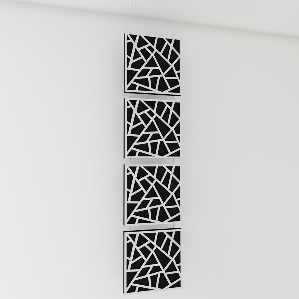 4er-Pack—Dekorative Akustik-Hängepaneele |200x50cm | Hängende Raumteiler | Modulare schallabsorbierende Paneele |SKYROSS | Weiß glänzender Ku...
