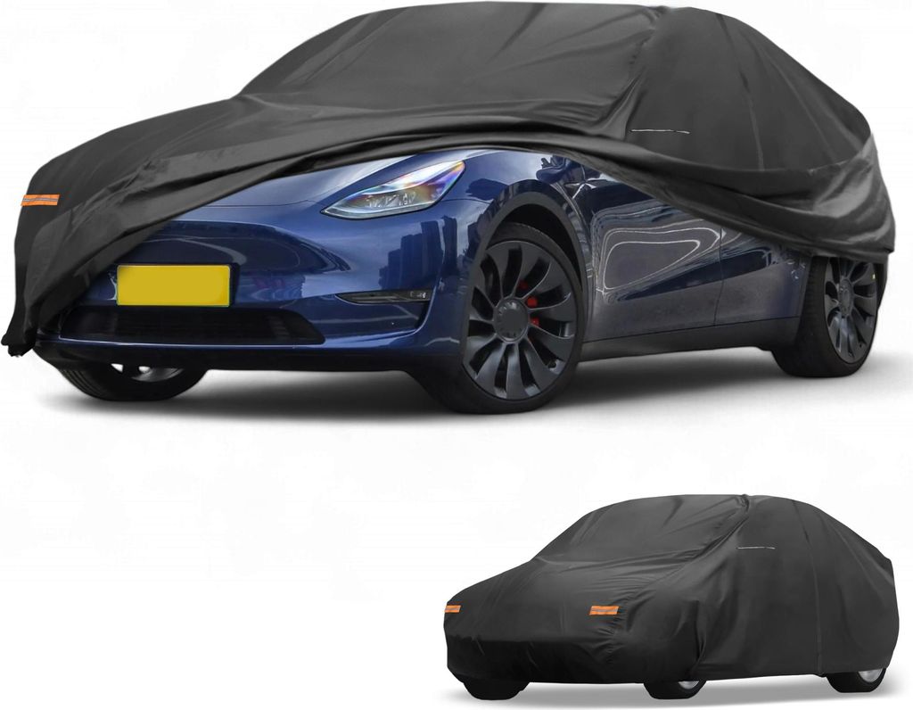 Autoabdeckung Wasserdicht Alle Wetter Automobil Au?en Anti-UV Sonne Regen Schutz Vollst?ndige Au?enabdeckung fš¹r Tesla Model Y 210D-PU Schwarz m...