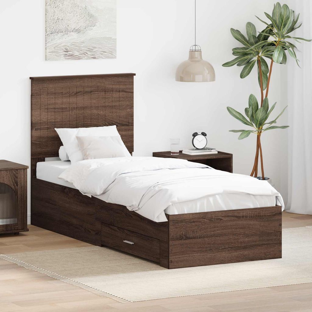 Maison Exclusive - Bettrahmen Braune Eiche und Silber 70 x 190 cm Holzwerkstoff
