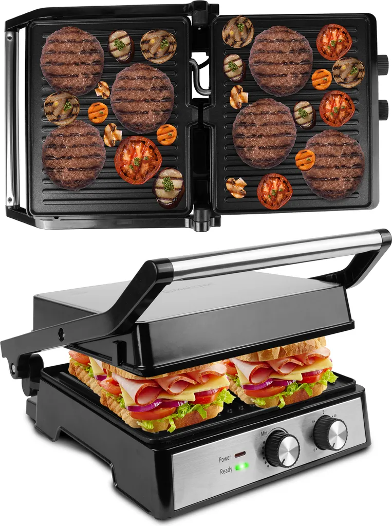MalTec XXL Grill de Table Électrique 2500W - Appareil Panini à Minuterie