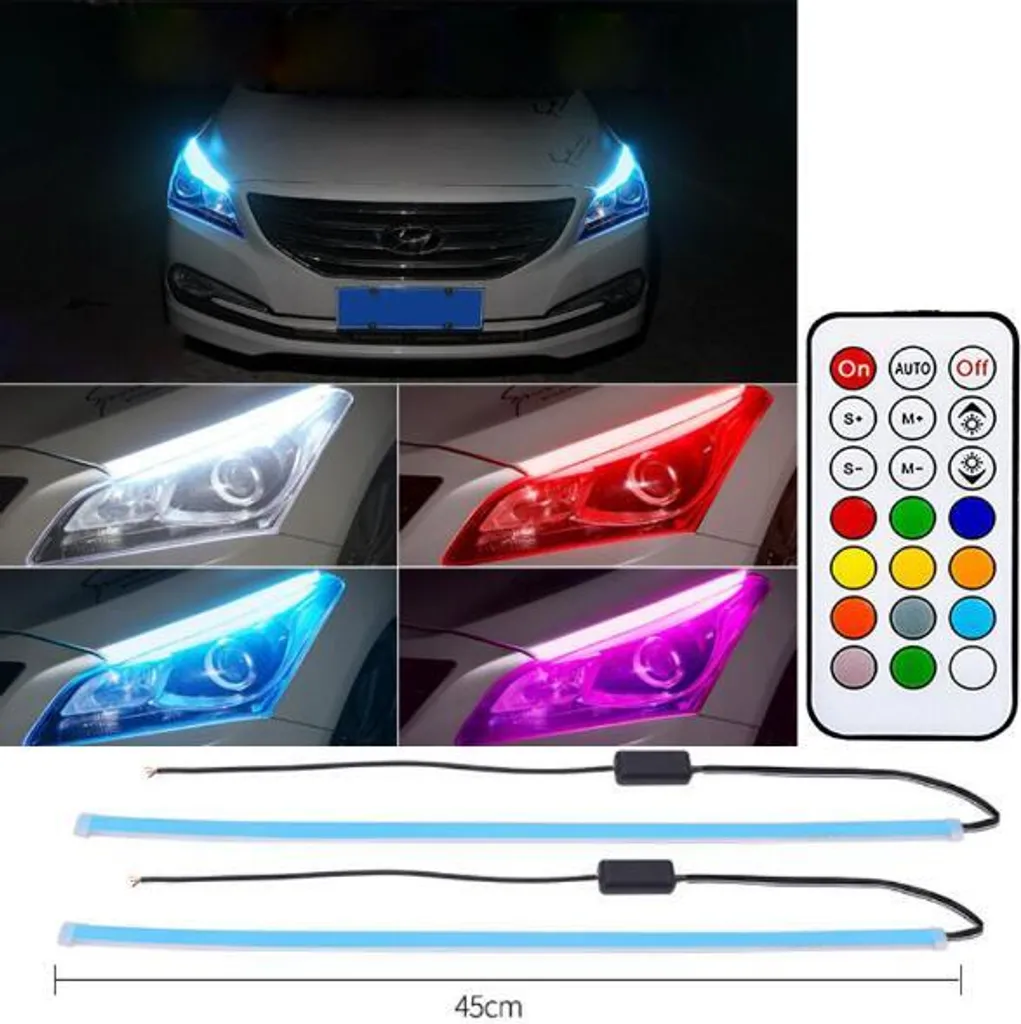Evoluzione Luminosa: Coppia Strisce LED 45cm RGB per Fari Auto
