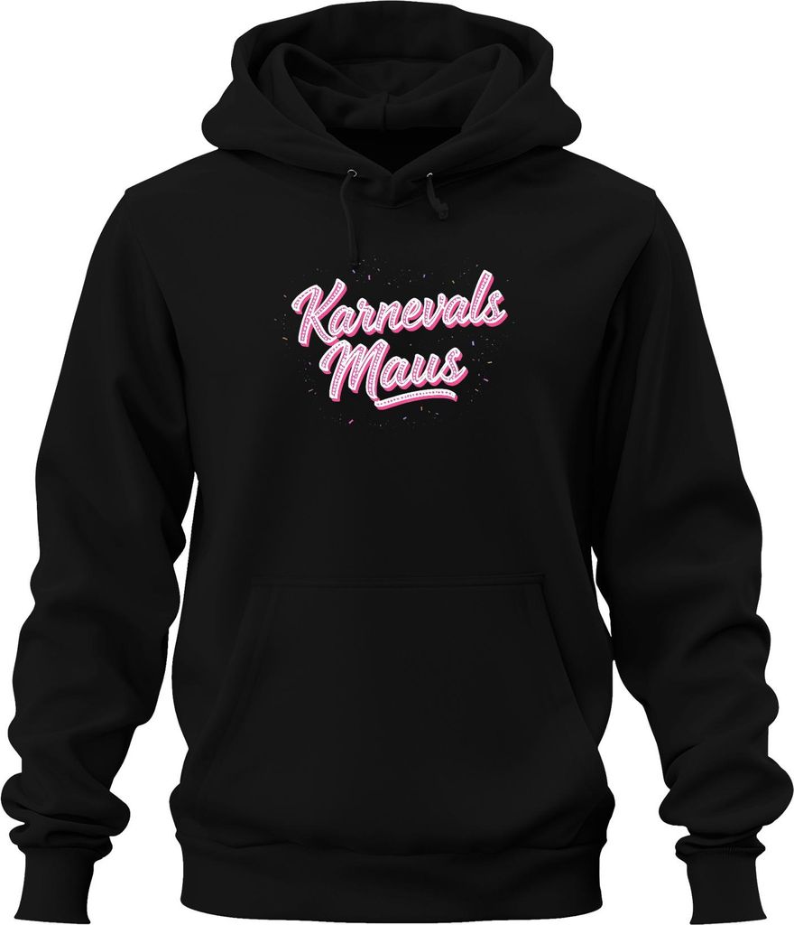 Karnevals Maus Karneval Fasching Konfetti Rosa Niedlich Kostüm Uni Hoodie Kapuzenpullover, Schwarz, XL