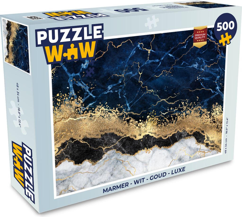 MuchoWow Puzzle 500 Teile Marmor - Weiß - Gold - Luxus - 500 Teile - Kinder - Selberbauen - Puzzlespiele