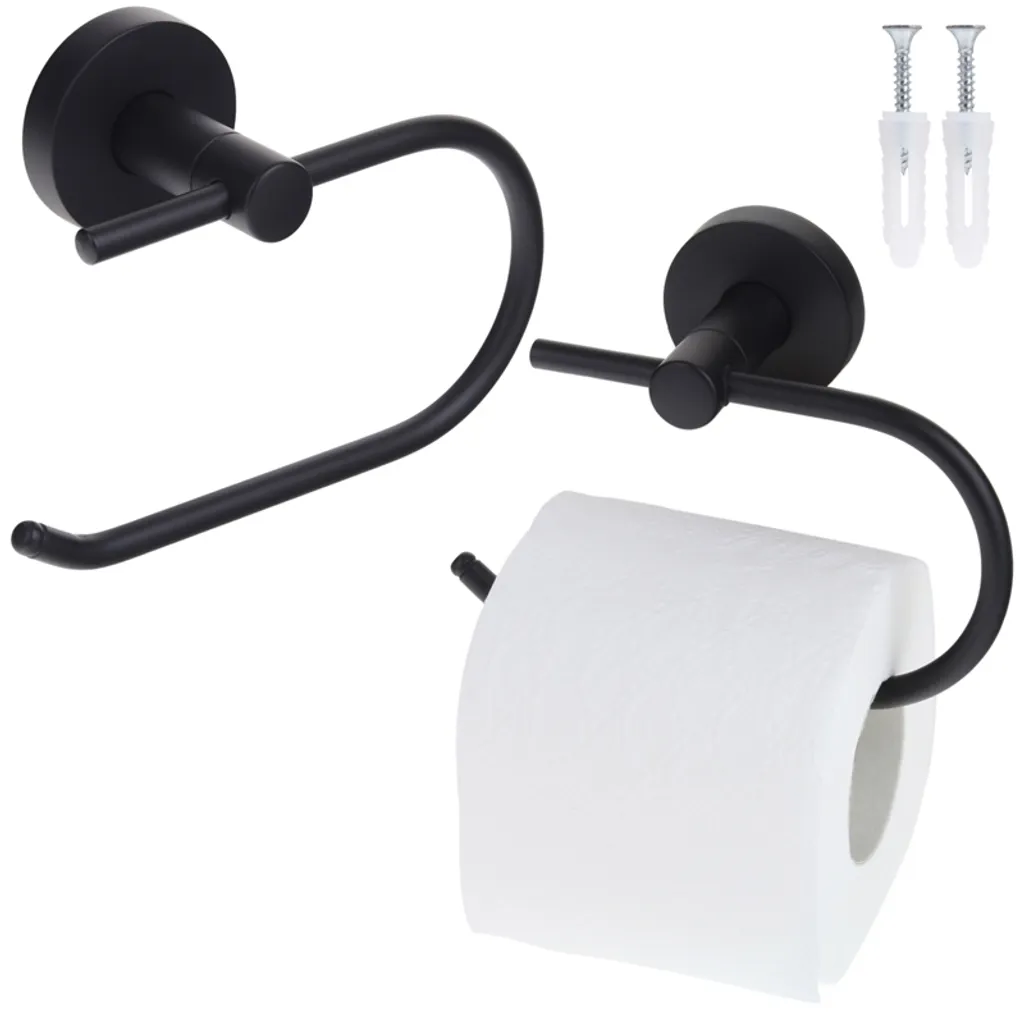 Porte-papier toilette mural noir - Suspension design pour salle de bain