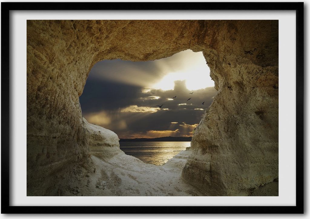Bild - Bilder - Bilderrahmen - 70 cm x 50 cm - MDF-Rahmen, Wandkunst Die Küsten Höhle