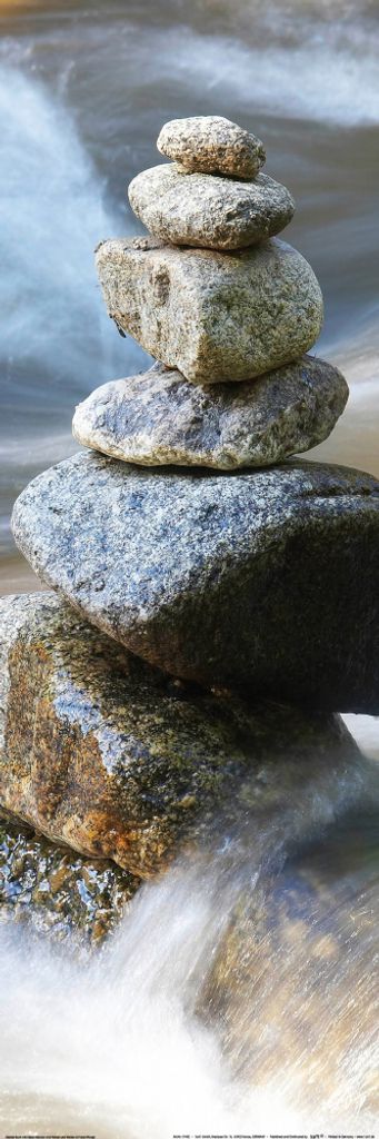 Steine Kunstdruck Bild - Fels In Der Brandung, Zen (91 x 30 cm)