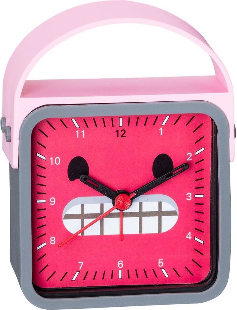 Analoger Wecker Kinderwecker rosa-grau mit schleichende Sekunde