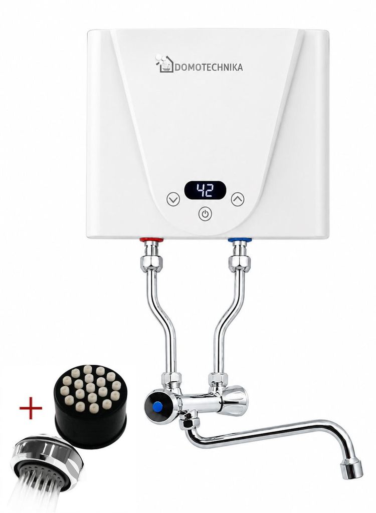Domotechnika | Mini Elektrischer Wassererhitzer - 5,5 Kw - 21 X 15 X 5 Cm - Niederdruckarmatur - Sofortheizung