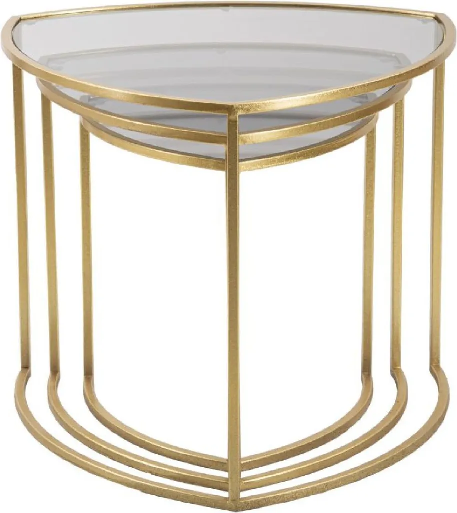 Table Basse Gigogne Triangle Or Lot de 3 Tables d'Appoint Design Chic - 3