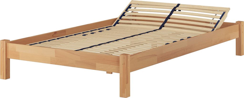 Einzelbett in Überlänge 120x220 Buche-Bettgestell Zubehör wählbar V-60.84-12-220Federholzrahmen inkl.