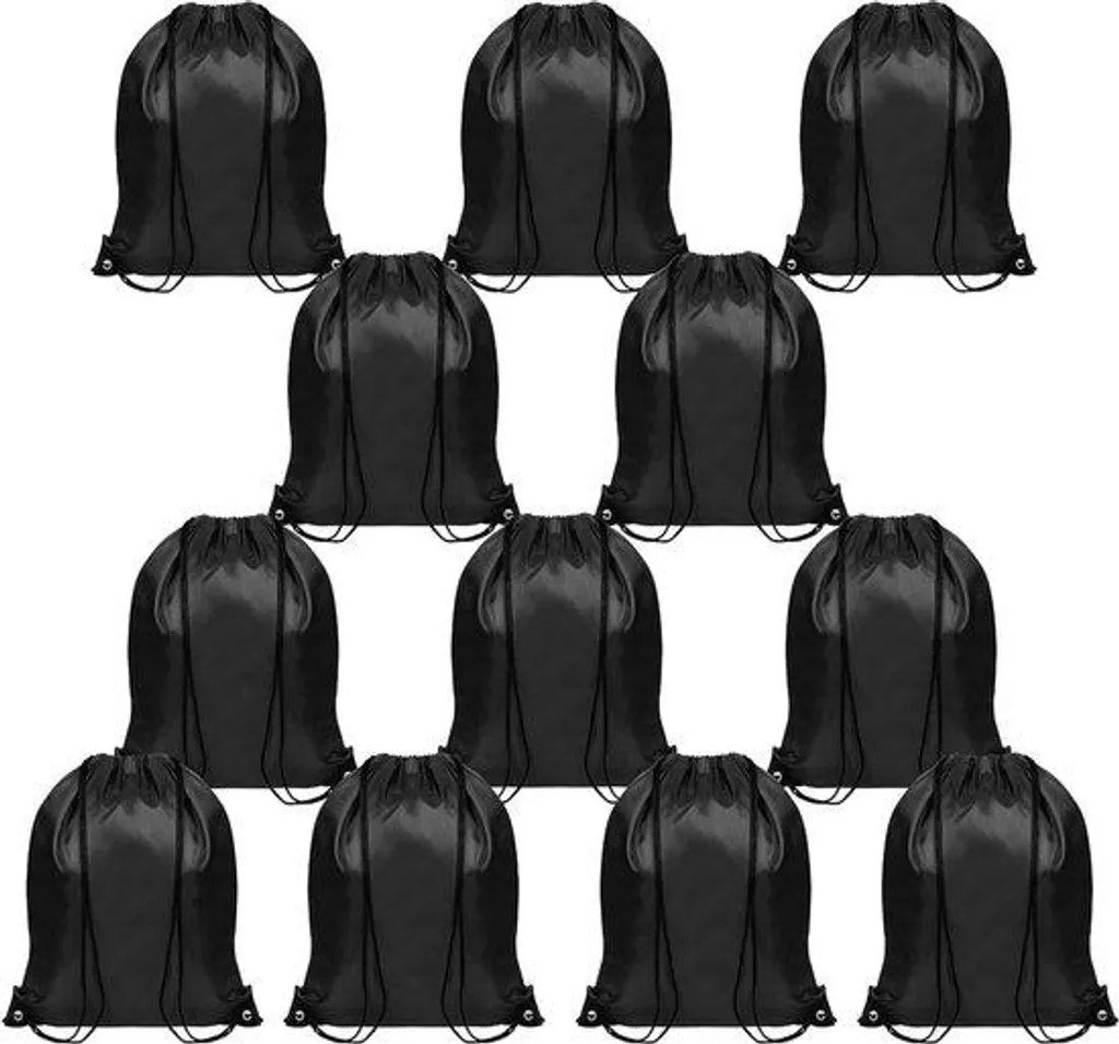 Sac de sport noir 42x35 cm contre l'encombrement - Set de 12 sacs unis