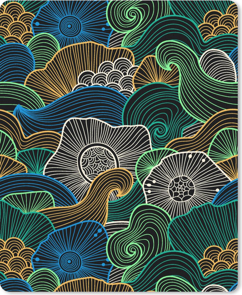MuchoWow Mauspad Mousepad Muster - Blumen - Glühen 30x40 cm - Mousepads - Maus Mat - Pad - Mausunterlage - Mausmatten